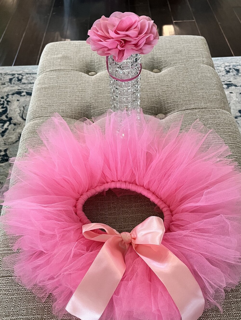 Pink Tulle Tutu Skirt for Kids with Satin Bow